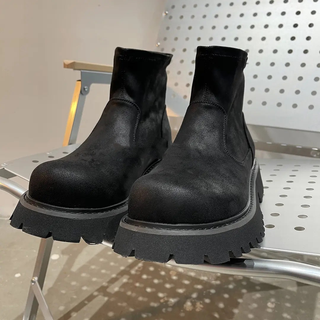 Genuine Leather Shoes Men's Retro Distressed Suede Chelsea Boots