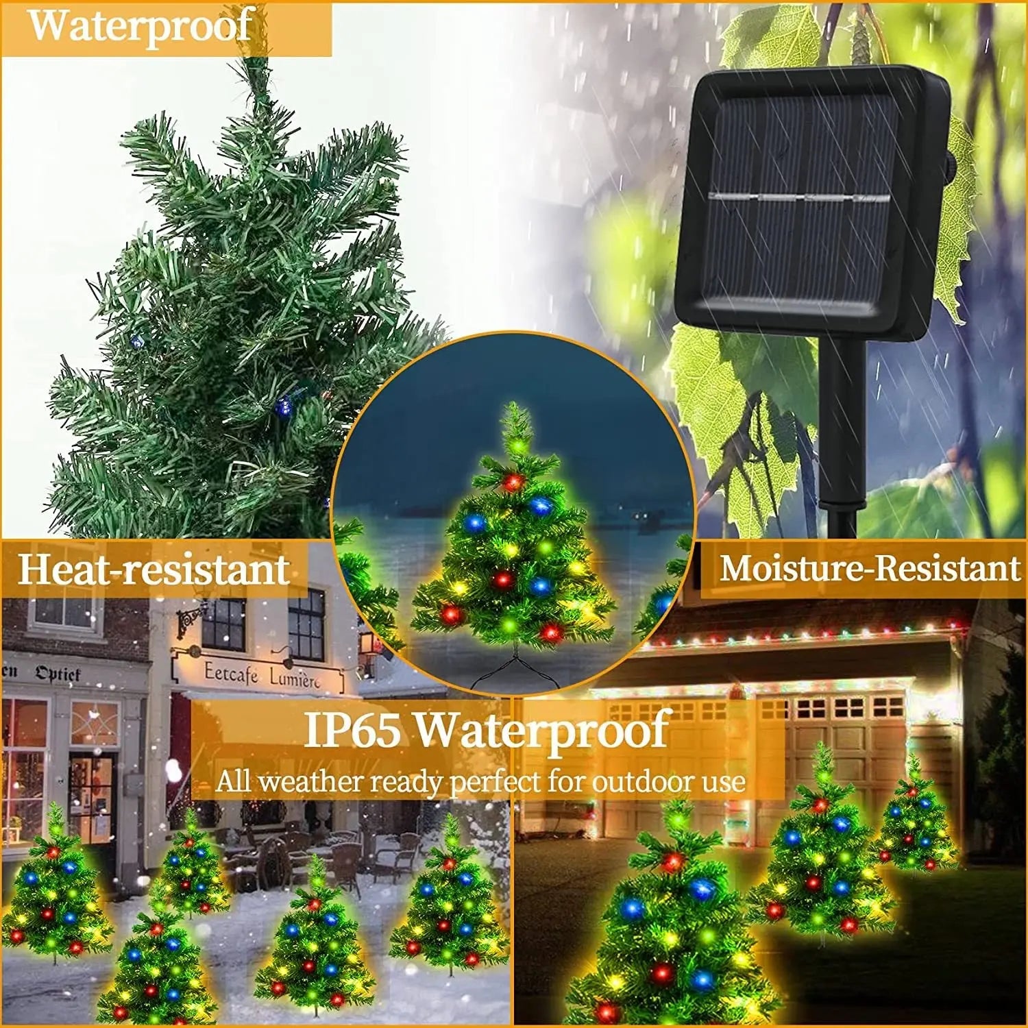 2 Packs Solar Christmas Tree, Solar Powered Pathway Christmas Tree With Multicolored LED Lights, So - The Premium