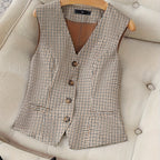 Fashionable All-match Slim Fit Sleeveless Waistcoat Vest Women