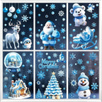 9 Sheets Christmas Window Stickers Blue Gnome Double-Sided Printed Xmas Self-Adhesive Window Sticker PVC Snowflakes Window Sticker For Christmas Home Window Indoor Garden Decoration - The Premium