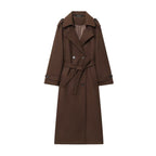 British-style Double-breasted Long Wool Coat For Women