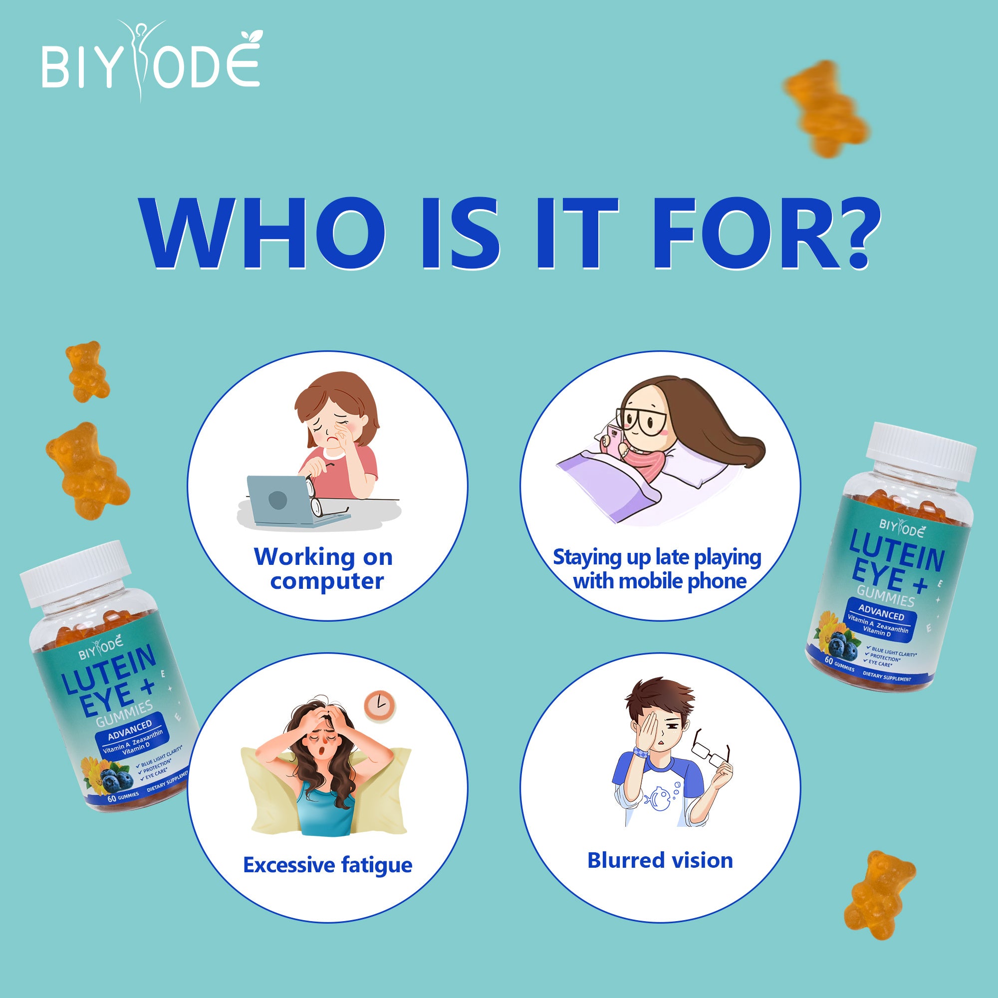 OEM ODM Factory Customized Lutein Gummies Eye Health Supplement Multivitamin Marigold Extract