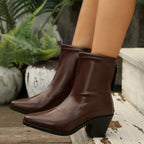 European And American Pointed Toe Chunky Heel Martin Boots