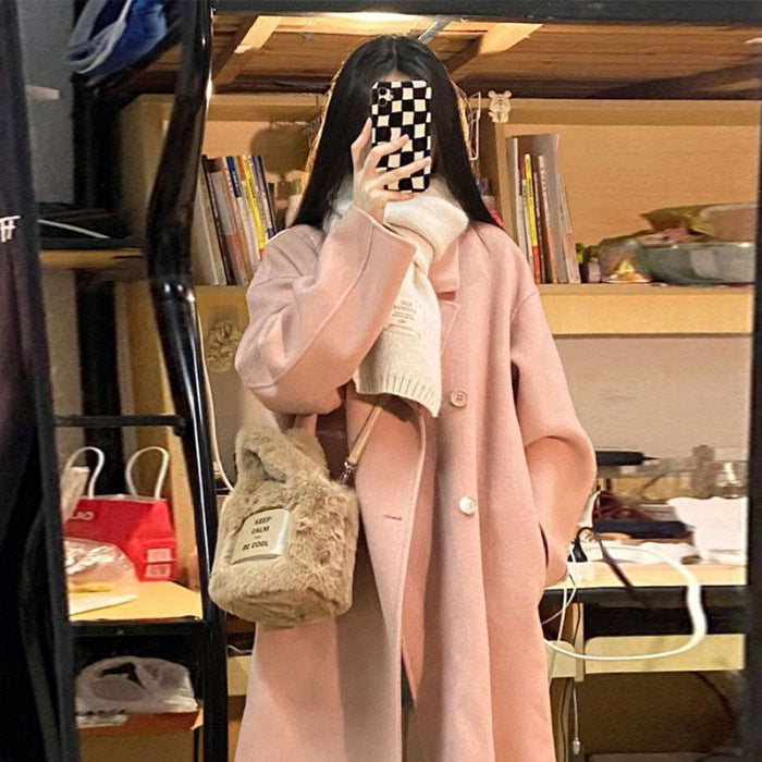 Fashionable Knee-length Mid-length Wool Coat For Women